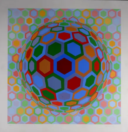 Zeefdruk Vasarely - Cheyt-MC3, 1974 - Hand-signed