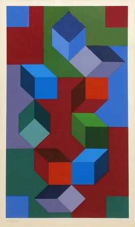 Zeefdruk Vasarely - COMPOSITION