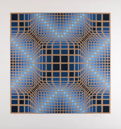 Zeefdruk Vasarely - Composition, C. 1970 - Hand-signed & numbered