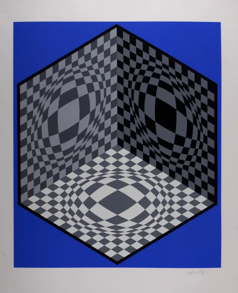 Zeefdruk Vasarely - Composition cinétique, circa 1982 - Hand-signed