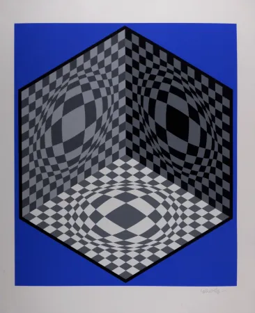 Zeefdruk Vasarely - Composition cinétique, circa 1982 - Hand-signed