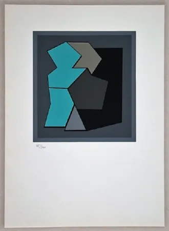 Zeefdruk Vasarely - Composition - Geh durch den Spiegel