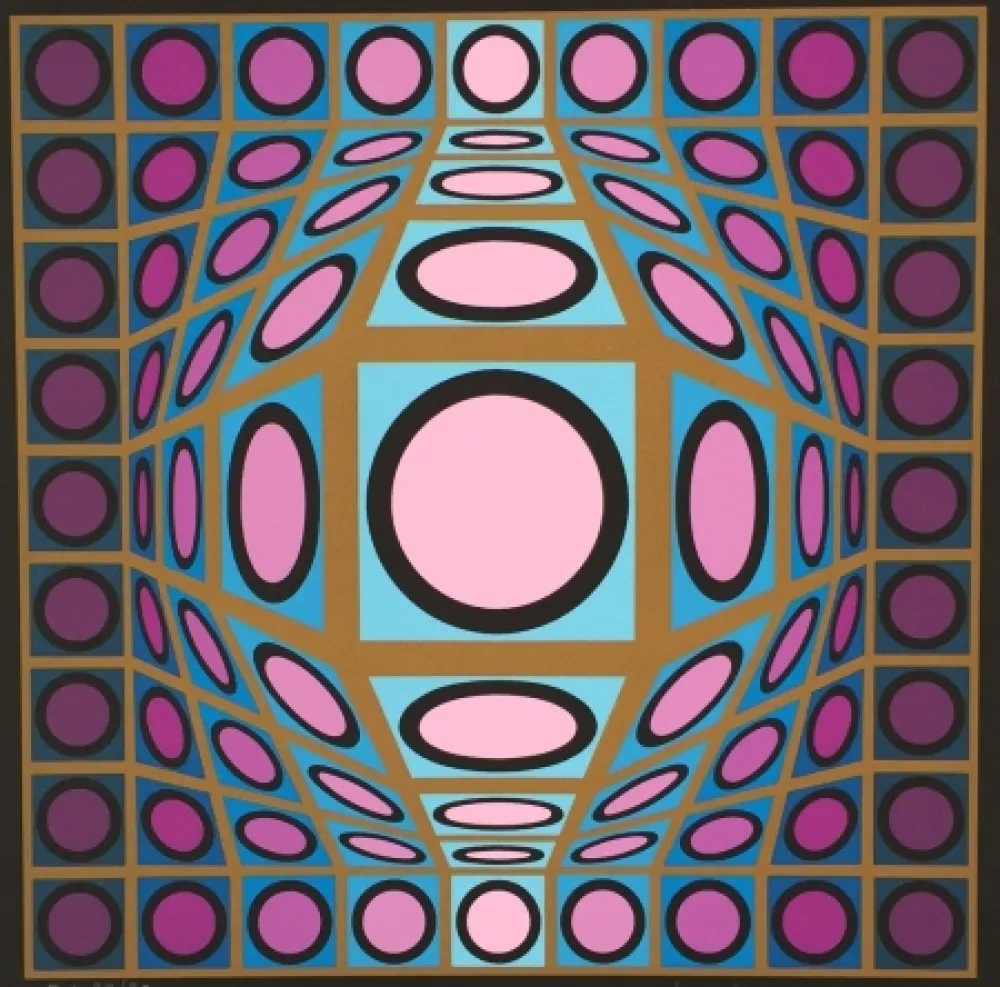 Zeefdruk Vasarely - Composition Microcosmos IV