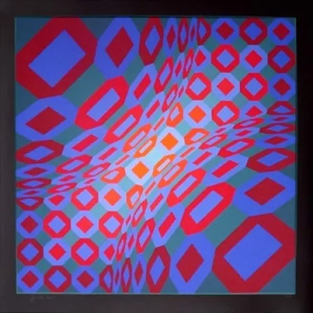 Zeefdruk Vasarely - Enigma 8