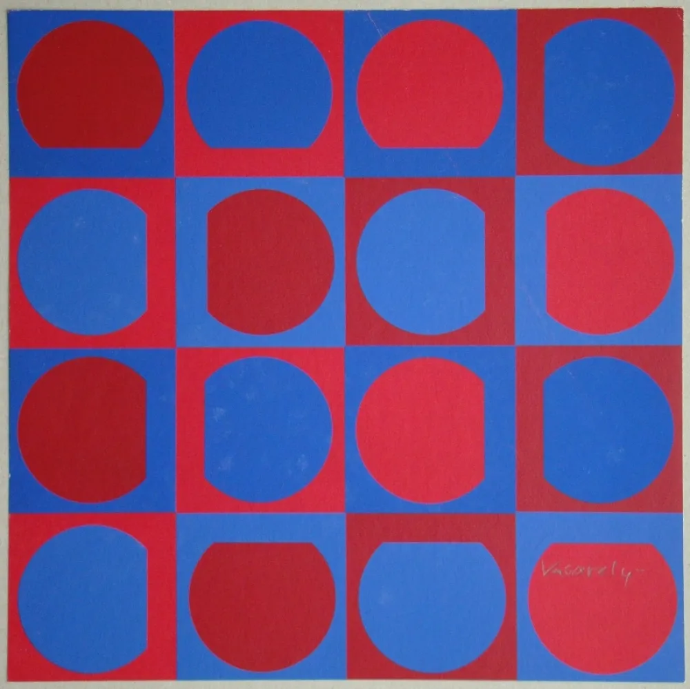 Zeefdruk Vasarely - Eridan Rouge