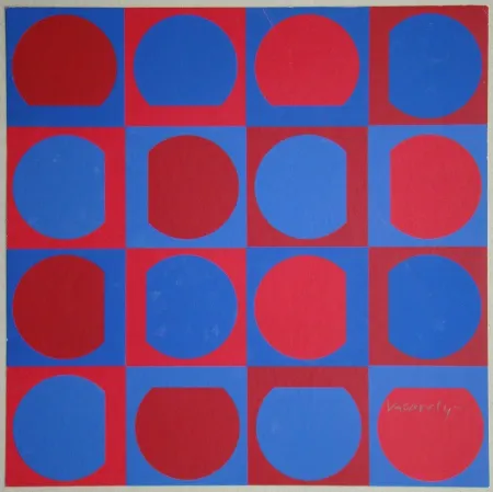 Zeefdruk Vasarely - Eridan Rouge