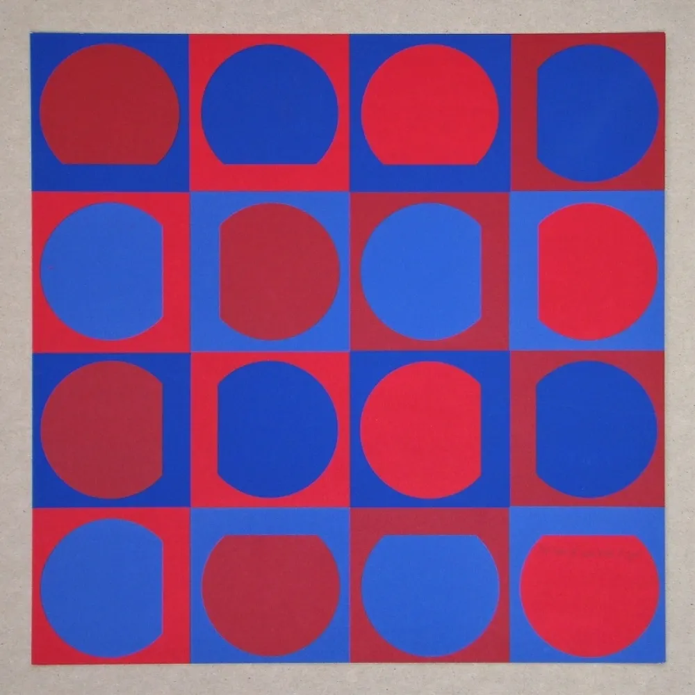 Zeefdruk Vasarely - Eridan Rouge