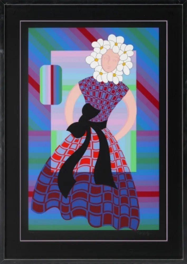 Zeefdruk Vasarely - Flower Girl