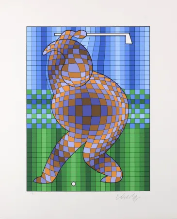 Zeefdruk Vasarely - Golf, 1980 - Hand-signed!