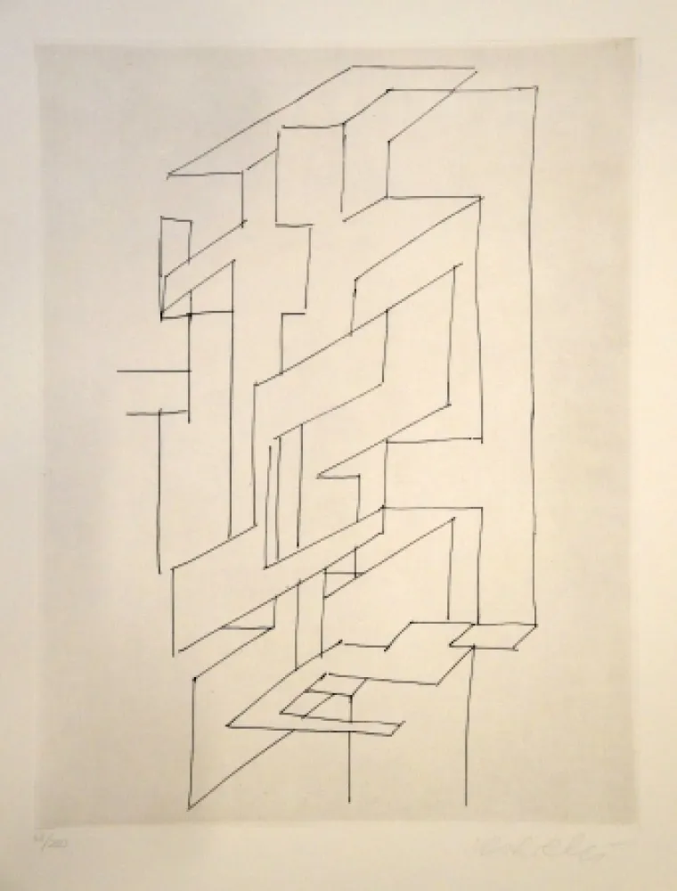 Gravure Vasarely - Gordes Gestalt