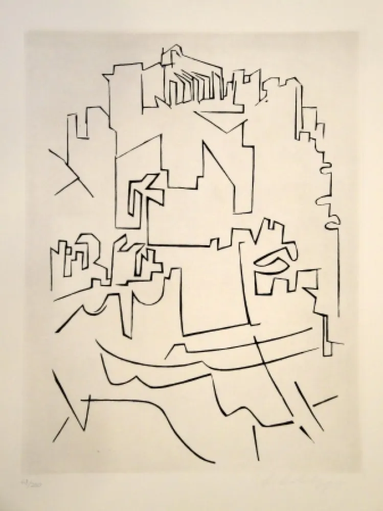 Gravure Vasarely - Gordes Village