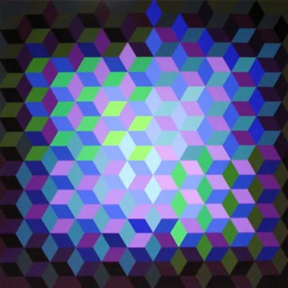 Zeefdruk Vasarely - Hexagon 7