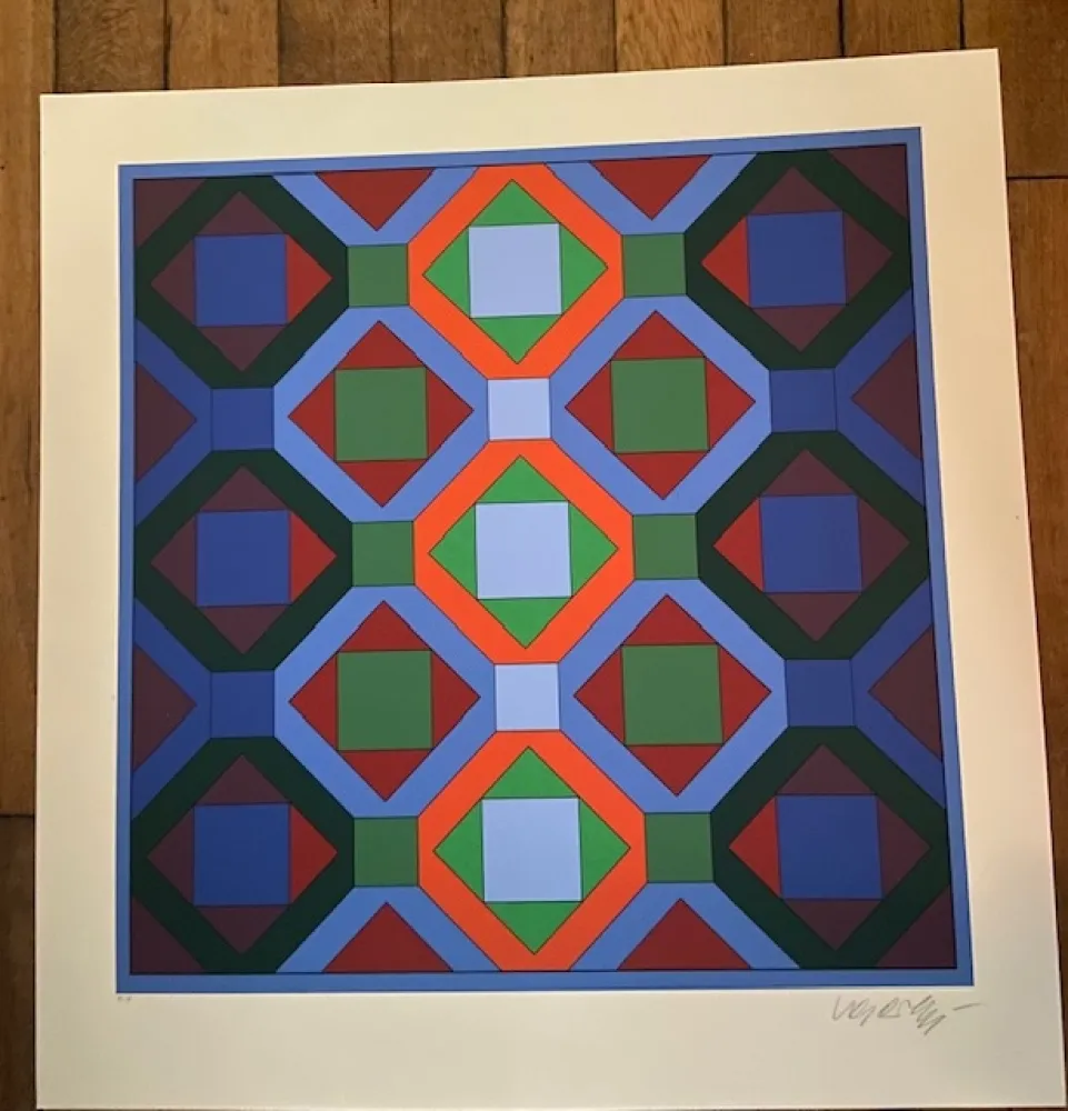 Zeefdruk Vasarely - Hommage à Jean-Sebastien Bach