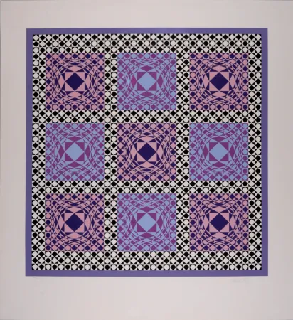Zeefdruk Vasarely - Jatek, 1986 - Large original silkscreen - Hand-signed & numbered!