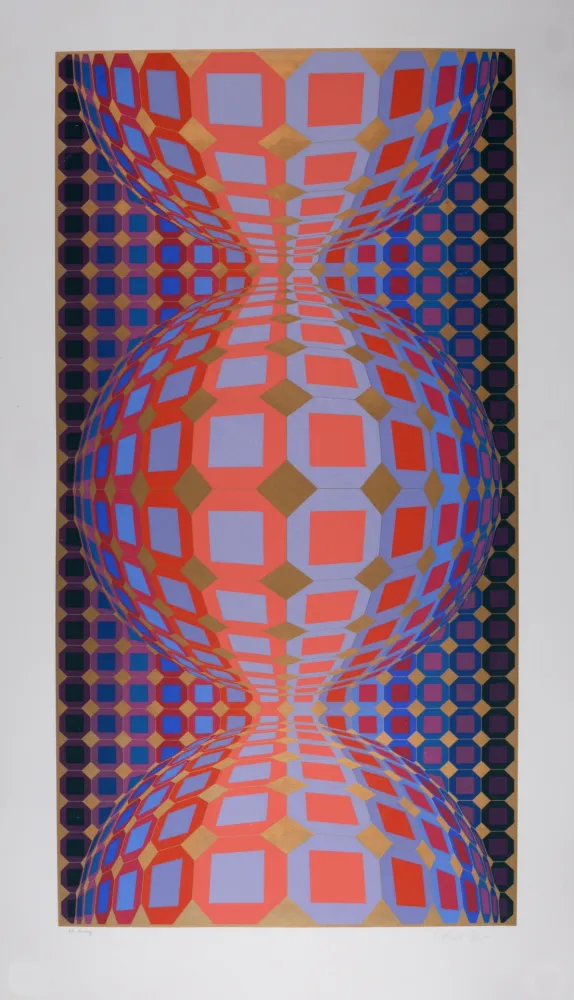 Zeefdruk Vasarely - Kabba III, 1988 - Hand-signed