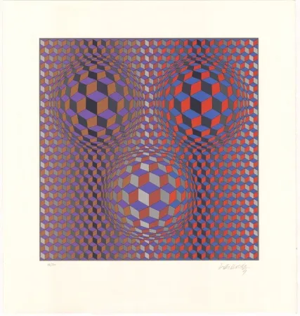 Lithografie Vasarely - Konjunktion