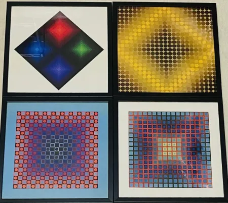Zeefdruk Vasarely - Lot Sérigraphies encadrés
