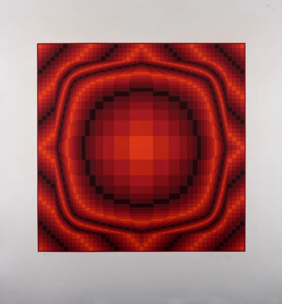 Zeefdruk Vasarely - Mantra Rouge, c.1977 - Hand-signed & numbered!