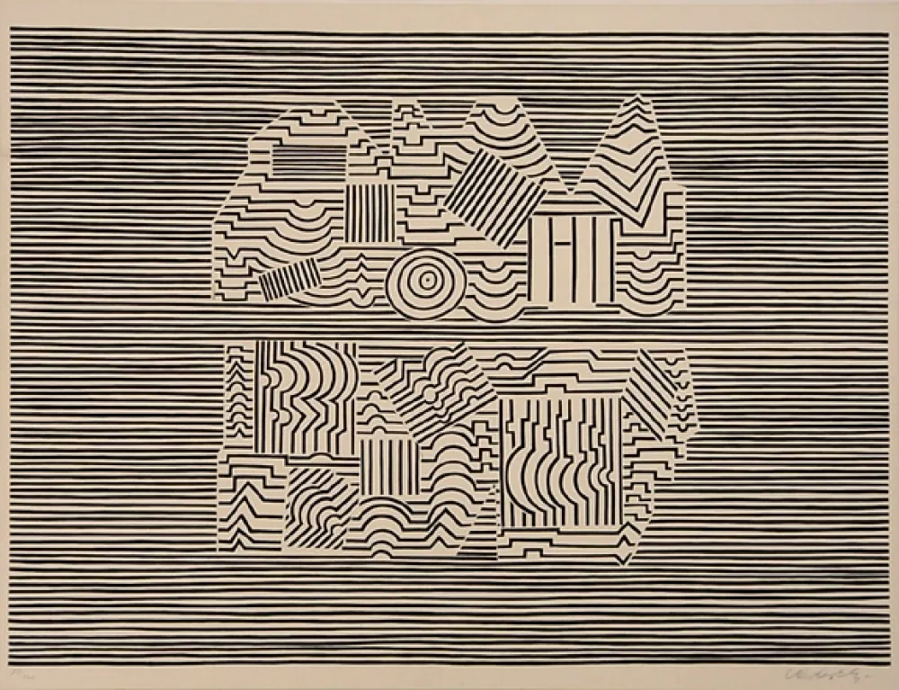 Zeefdruk Vasarely - Meandre