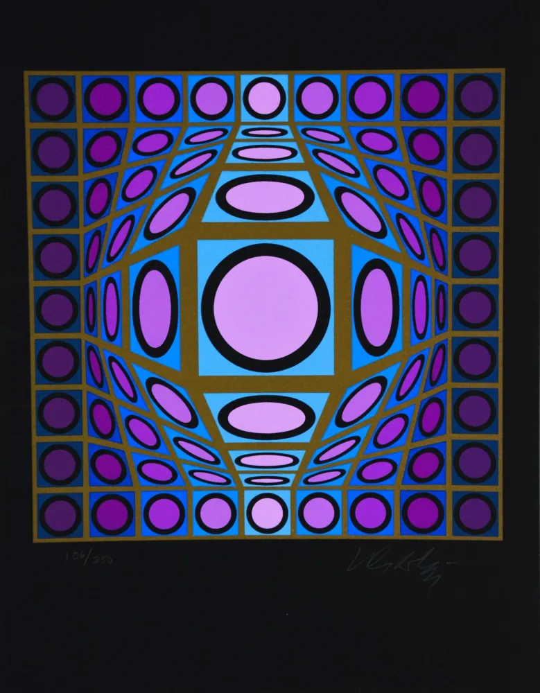 Zeefdruk Vasarely - Microcosmos 