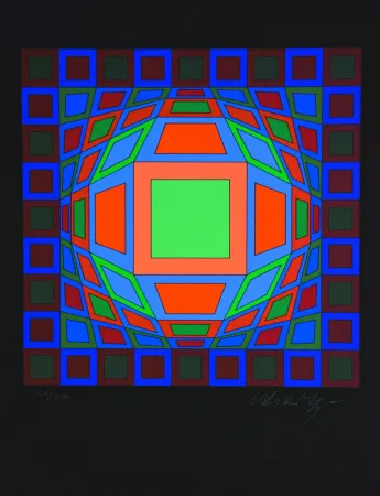 Zeefdruk Vasarely - Microcosmos 