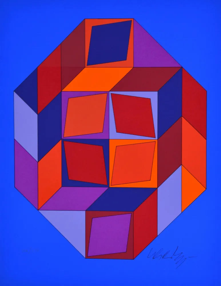 Zeefdruk Vasarely - Microcosmos