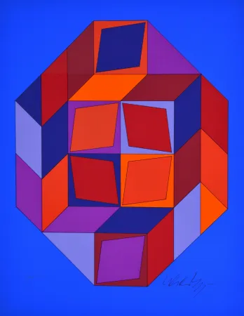 Zeefdruk Vasarely - Microcosmos