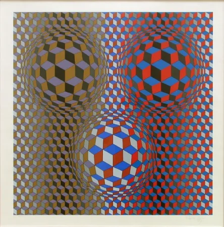 Zeefdruk Vasarely - Nebulus II