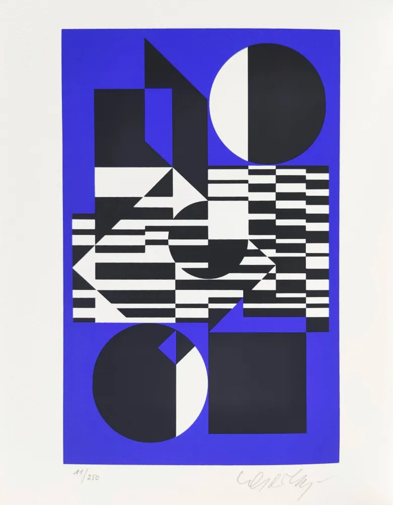 Zeefdruk Vasarely - OB-Bleu