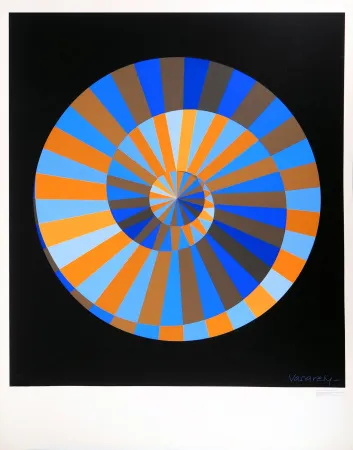 Zeefdruk Vasarely - Olympia, Ciel et Soleil (composition cinétique)