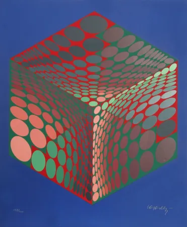 Zeefdruk Vasarely - Parmenide (Red, Green, & Blue)