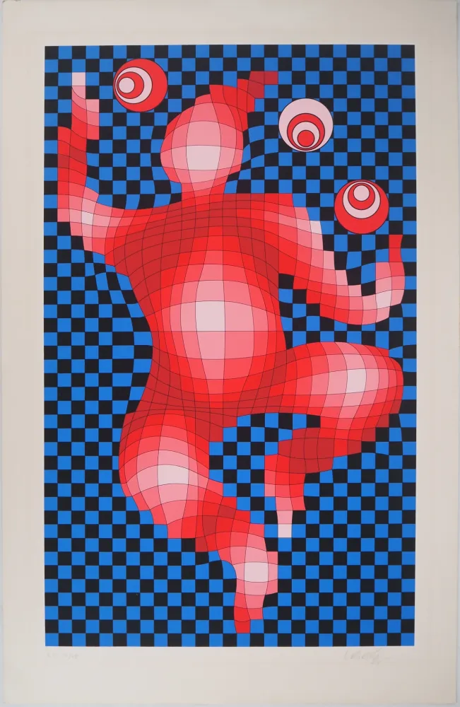 Zeefdruk Vasarely - Personnage cinétique