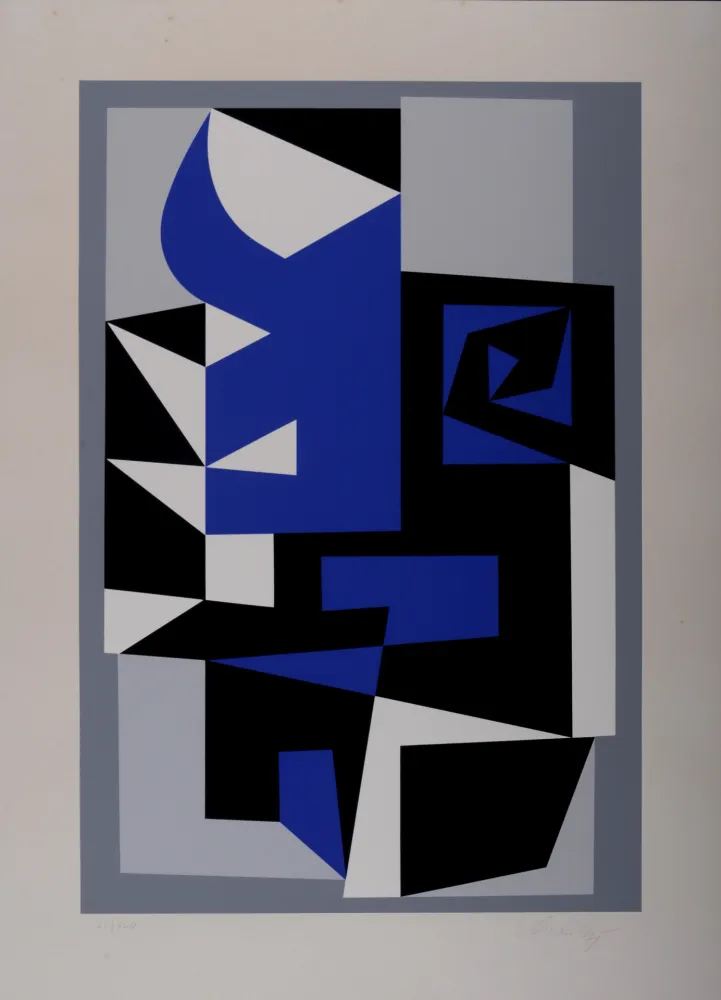 Zeefdruk Vasarely - Sian Bleu