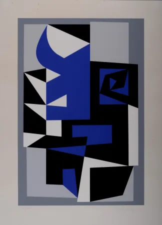 Zeefdruk Vasarely - Sian Bleu