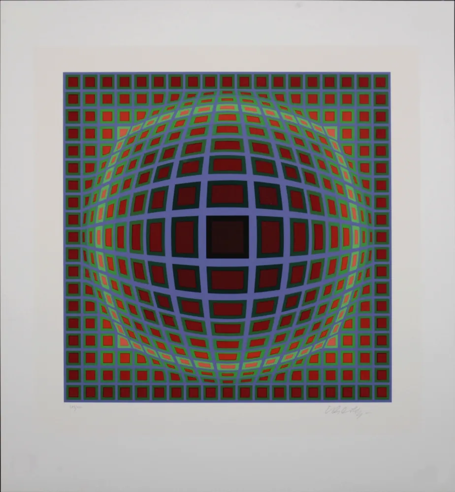 Zeefdruk Vasarely - Titan B, 1985 - Hand-signed!