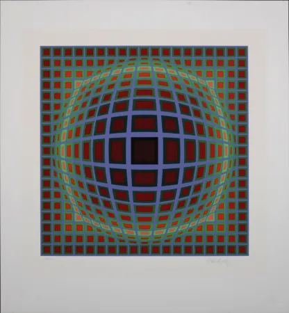 Zeefdruk Vasarely - Titan B, 1985 - Hand-signed!