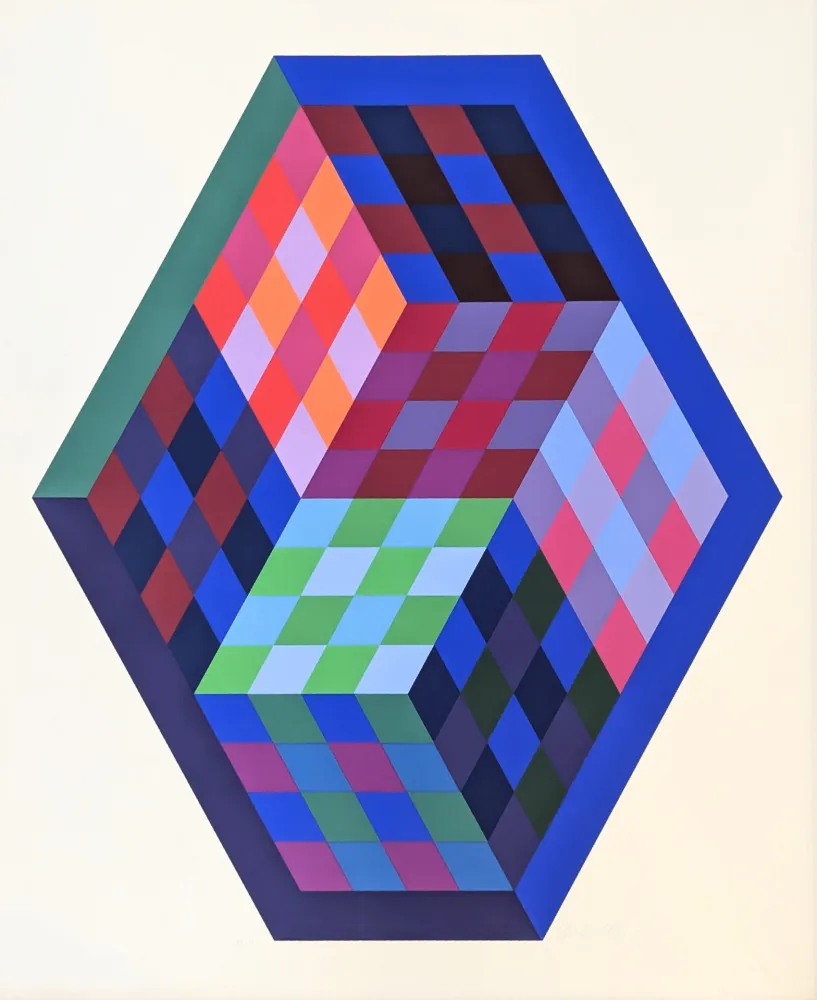 Zeefdruk Vasarely - Tridim 