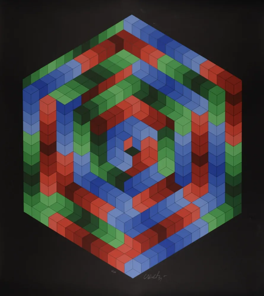 Zeefdruk Vasarely - Tsiga, 1973 - Hand-signed