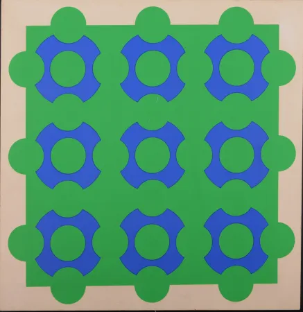Zeefdruk Vasarely - Untitled (Blue and Green), 1967