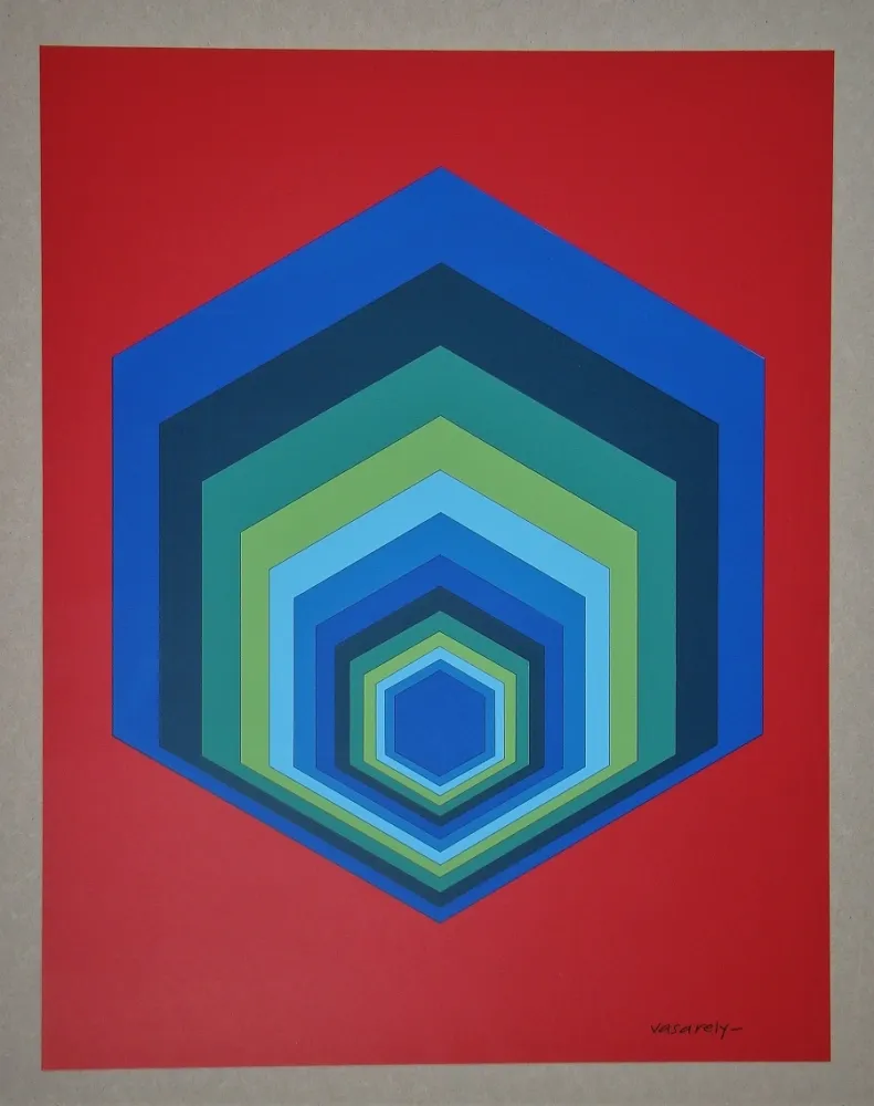 Zeefdruk Vasarely - Untitled - Sextans