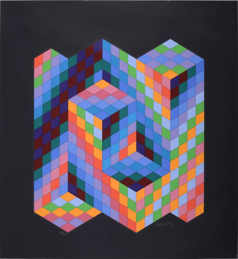 Zeefdruk Vasarely - Vaar, 1988 - Hand-signed!