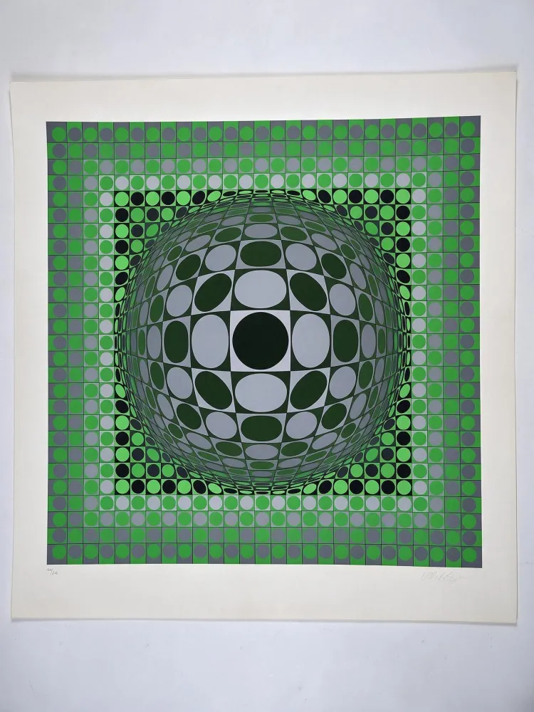 Zeefdruk Vasarely - Vega Green