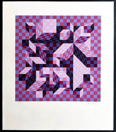Zeefdruk Vasarely - Victor Vasarely (1906–1997) – Quivar-Na – Color silkscreen on paper – 1977
