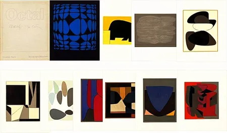 Lithografie Vasarely - Victor VASARELY - Michel BUTOR OCTAL, Hand signed portfolio with 9 Color Lithographs , 1972