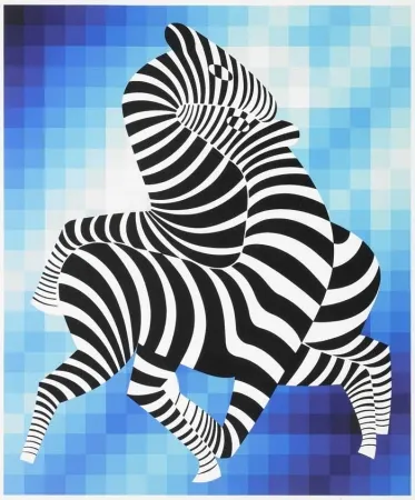 Zeefdruk Vasarely - Zebras