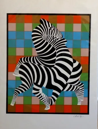 Zeefdruk Vasarely - Zebres