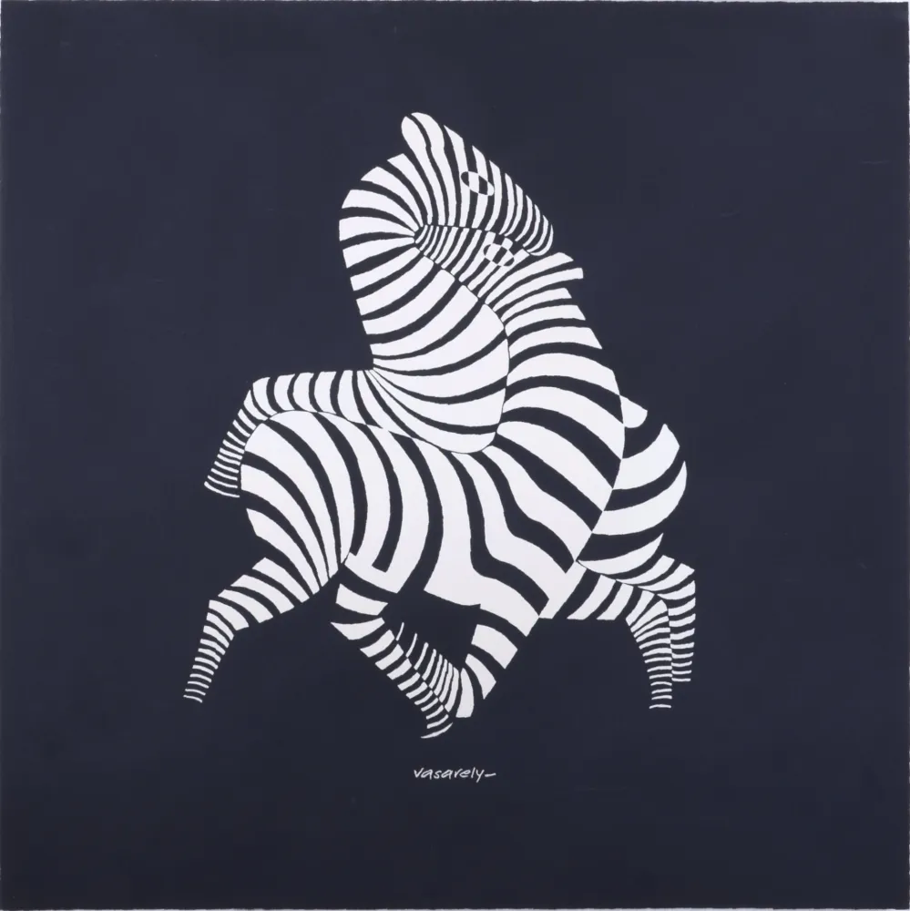 Zeefdruk Vasarely - Zèbres, c. 1960 - Opt Art classic!