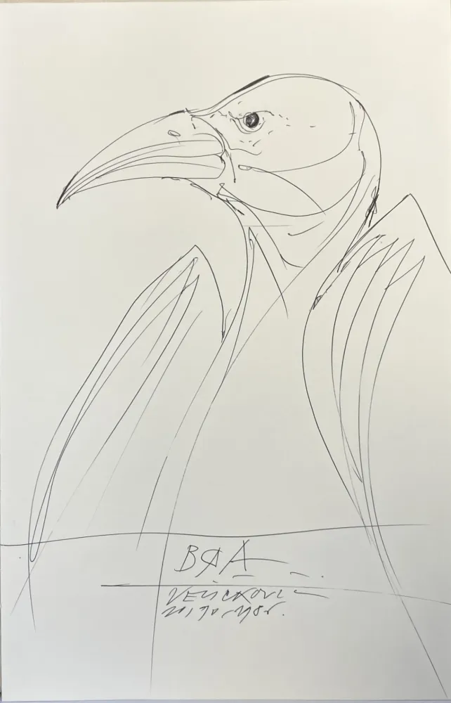 Geen Techniek Velickovic - Dessin au stylo bille, 1986. 