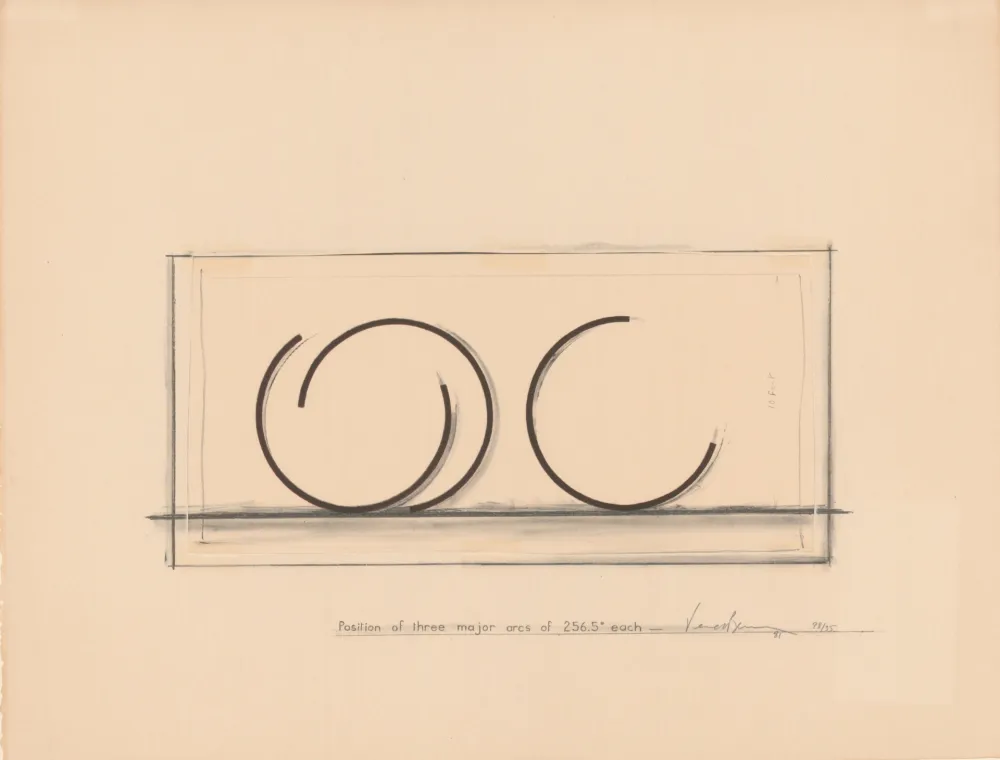 Lithografie Venet - Position of three major arcs of 265.5° each