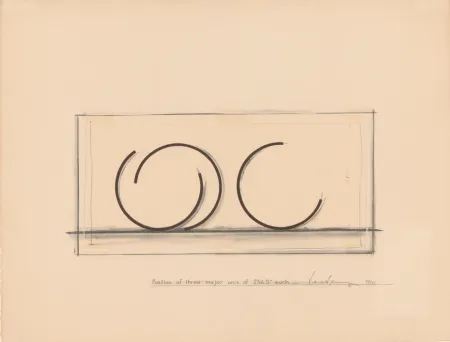 Lithografie Venet - Position of three major arcs of 265.5° each